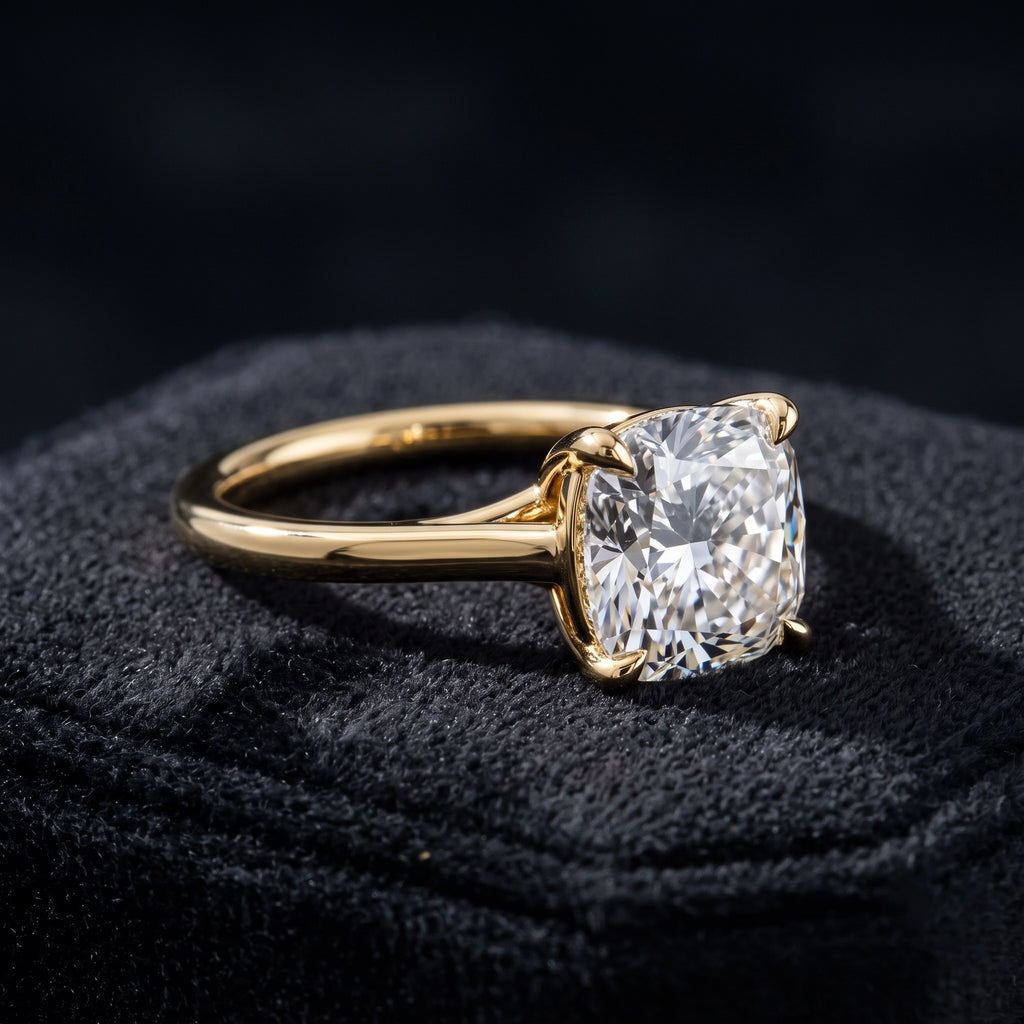 Radiant Cushion Cut Four-Prong Solitaire Engagement Ring