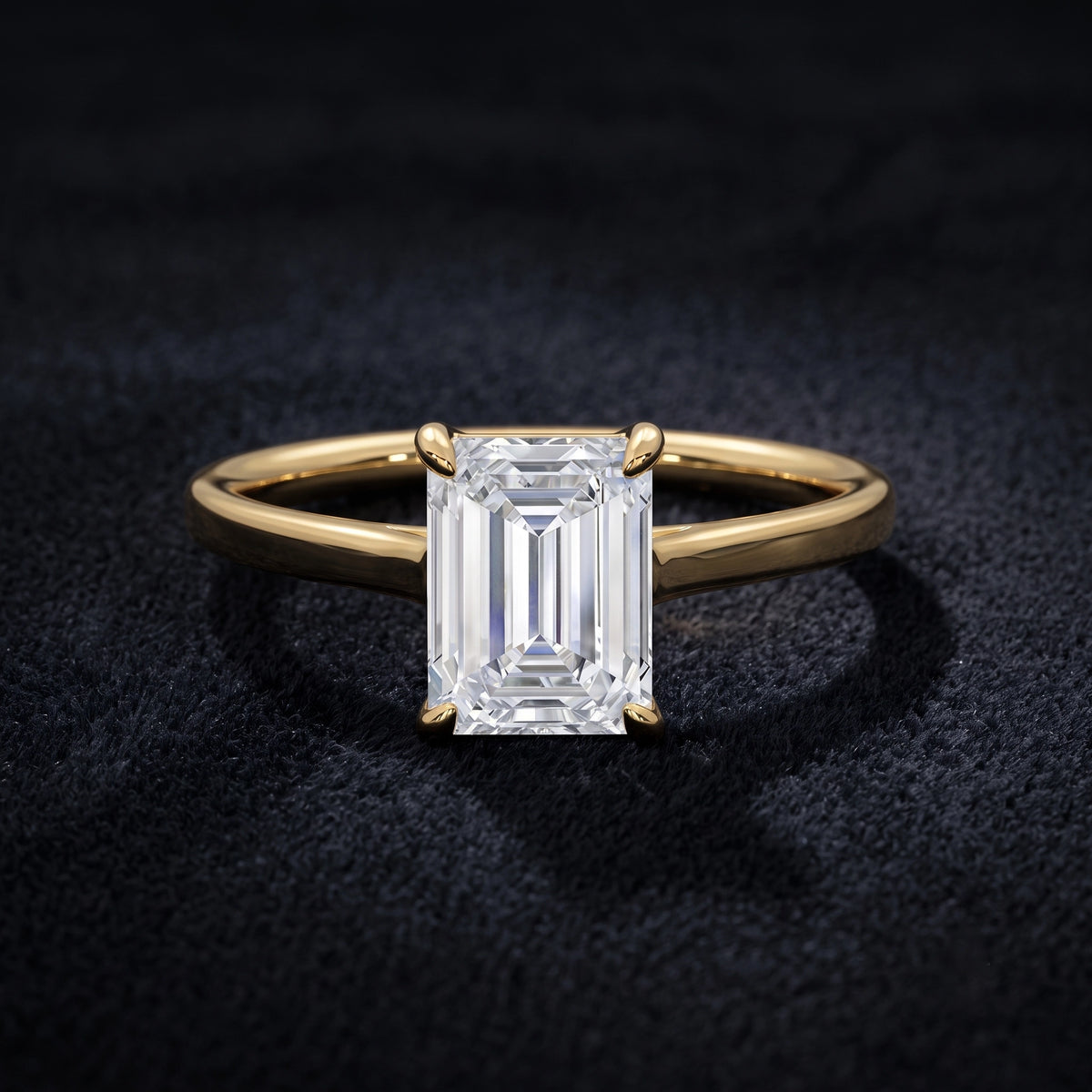 Emerald Cut Solitaire Diamond Ring with Classic Four-Prong Setting  Category: Solitaire