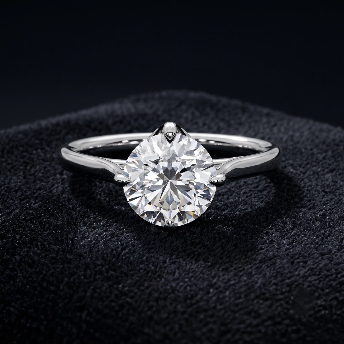 Classic Round Solitaire Diamond Ring with Sculpted Four-Prong Setting