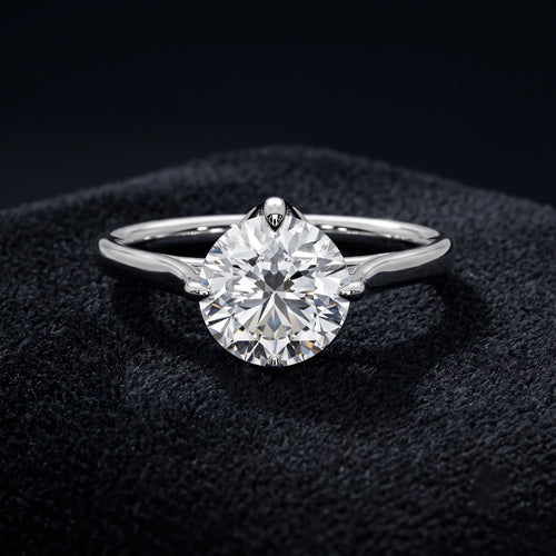 Classic Round Solitaire Diamond Ring with Sculpted Four-Prong Setting