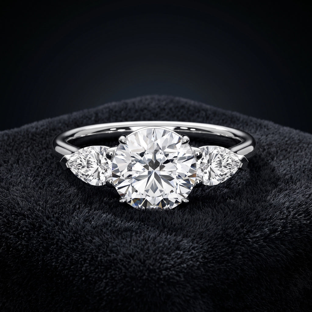 Classic Three Stone Round Diamond Engagement Ring