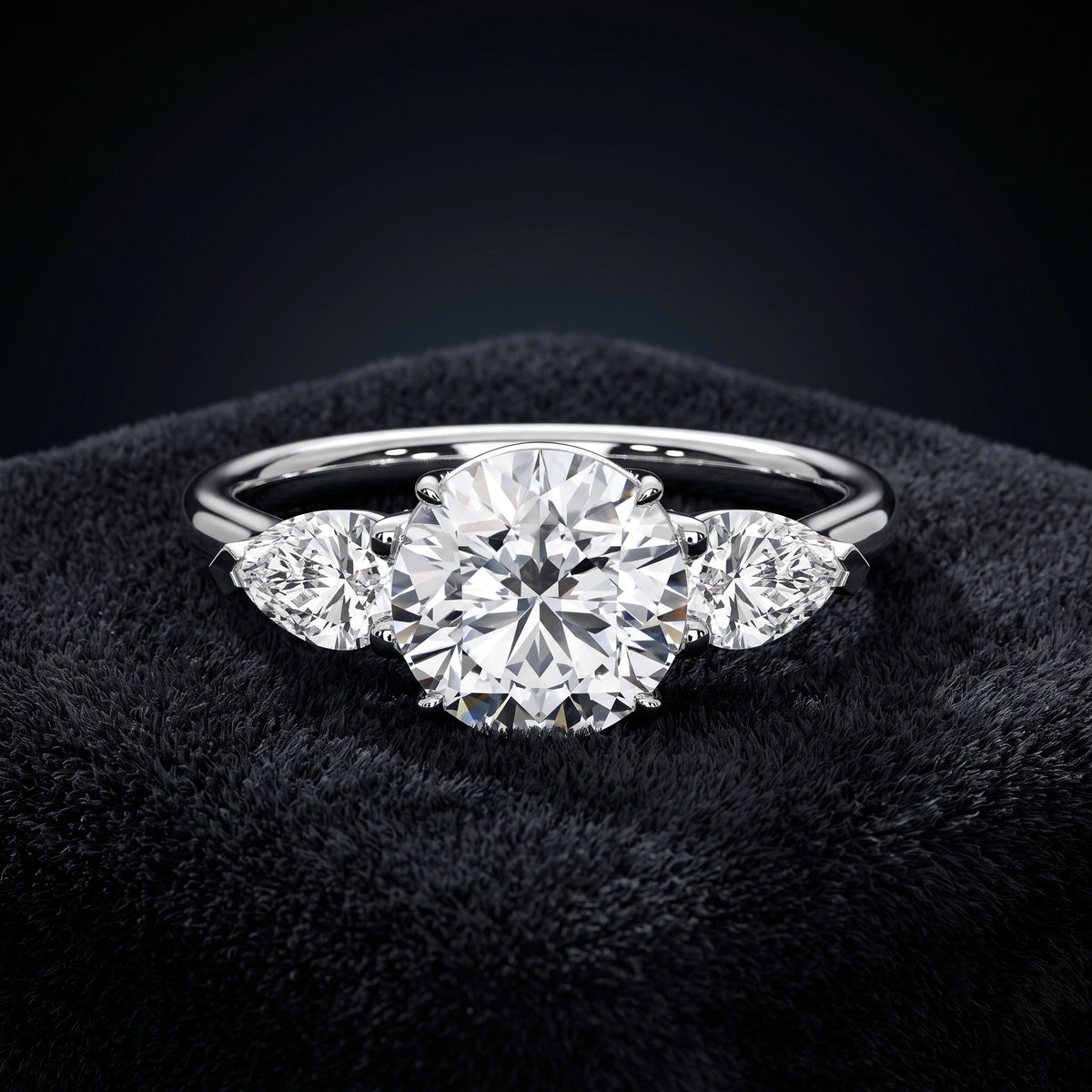 Classic Three Stone Round Diamond Engagement Ring