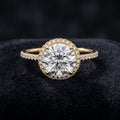 Round Cut Halo Solitaire Diamond Ring with Pavé Accents