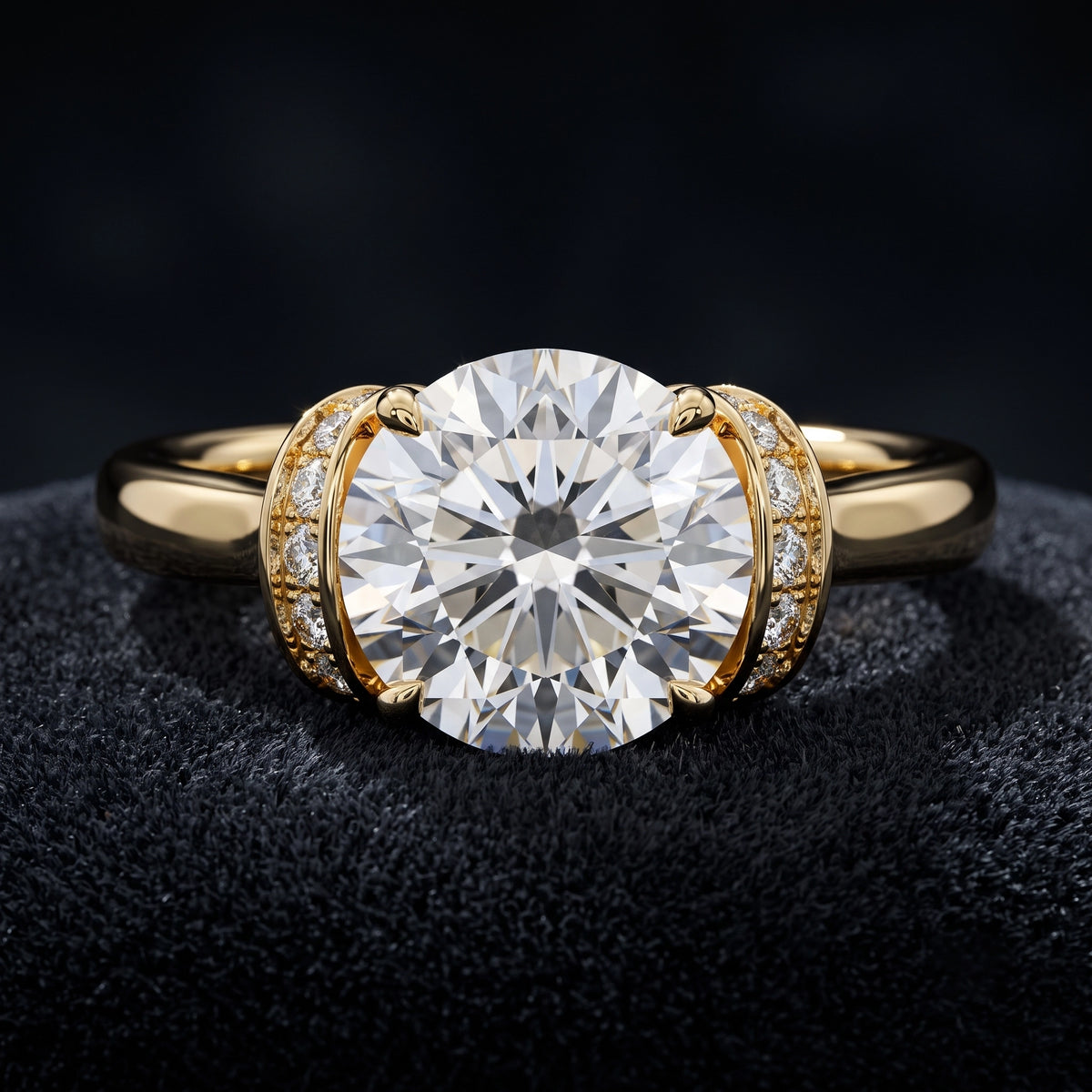 Cushion Cut Halo Solitaire Diamond Ring with Pavé Accents