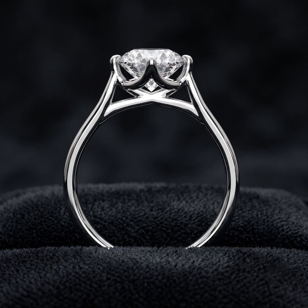 Classic Round Solitaire Diamond Ring with Sculpted Four-Prong Setting