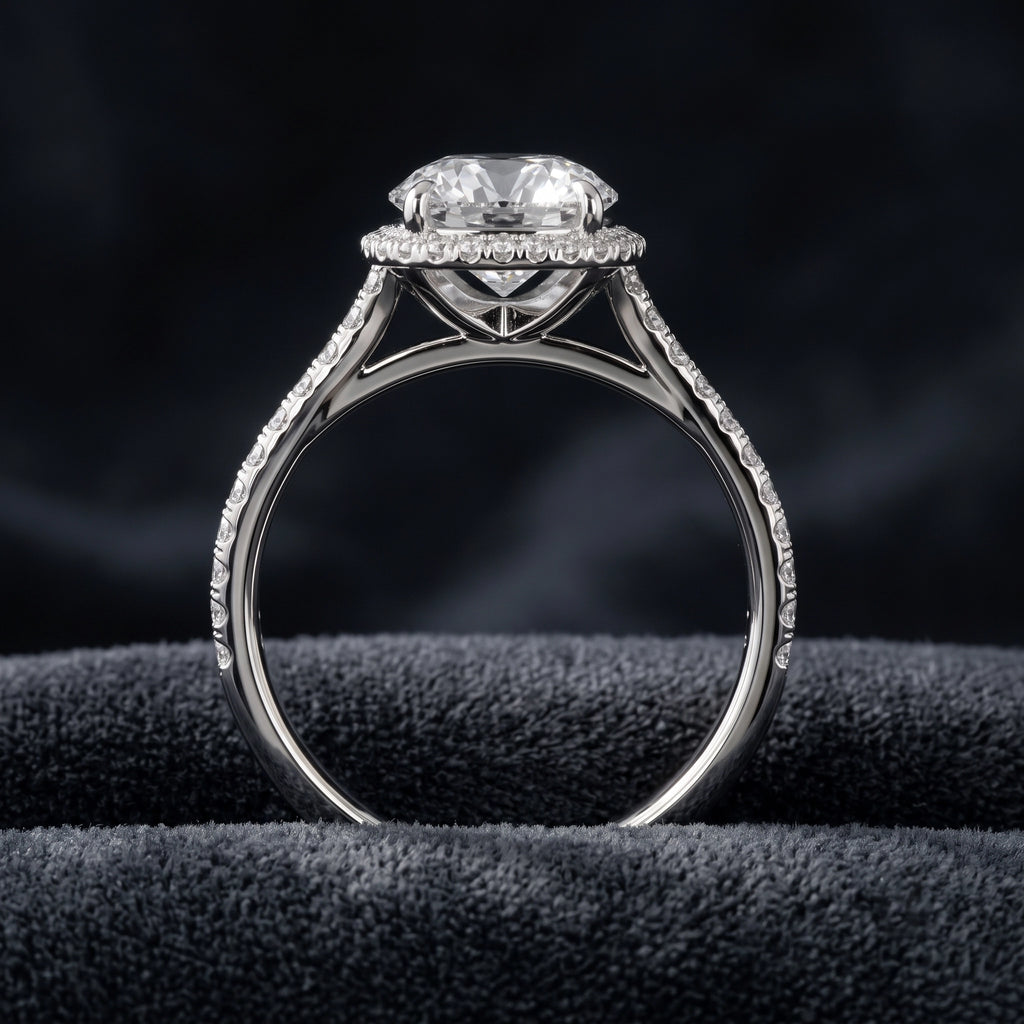 Cushion Cut Halo Solitaire Diamond Engagement Ring