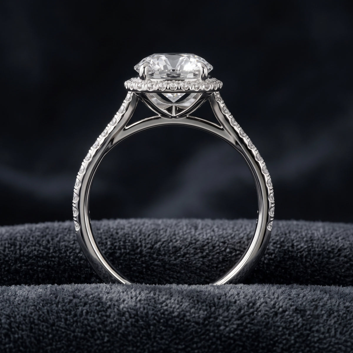 Cushion Cut Halo Solitaire Diamond Engagement Ring