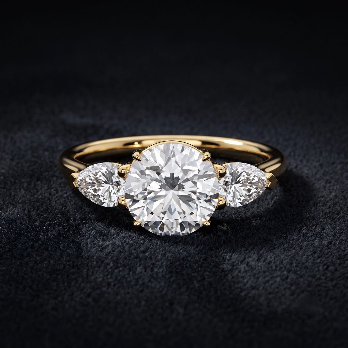 Classic Three Stone Round Diamond Engagement Ring