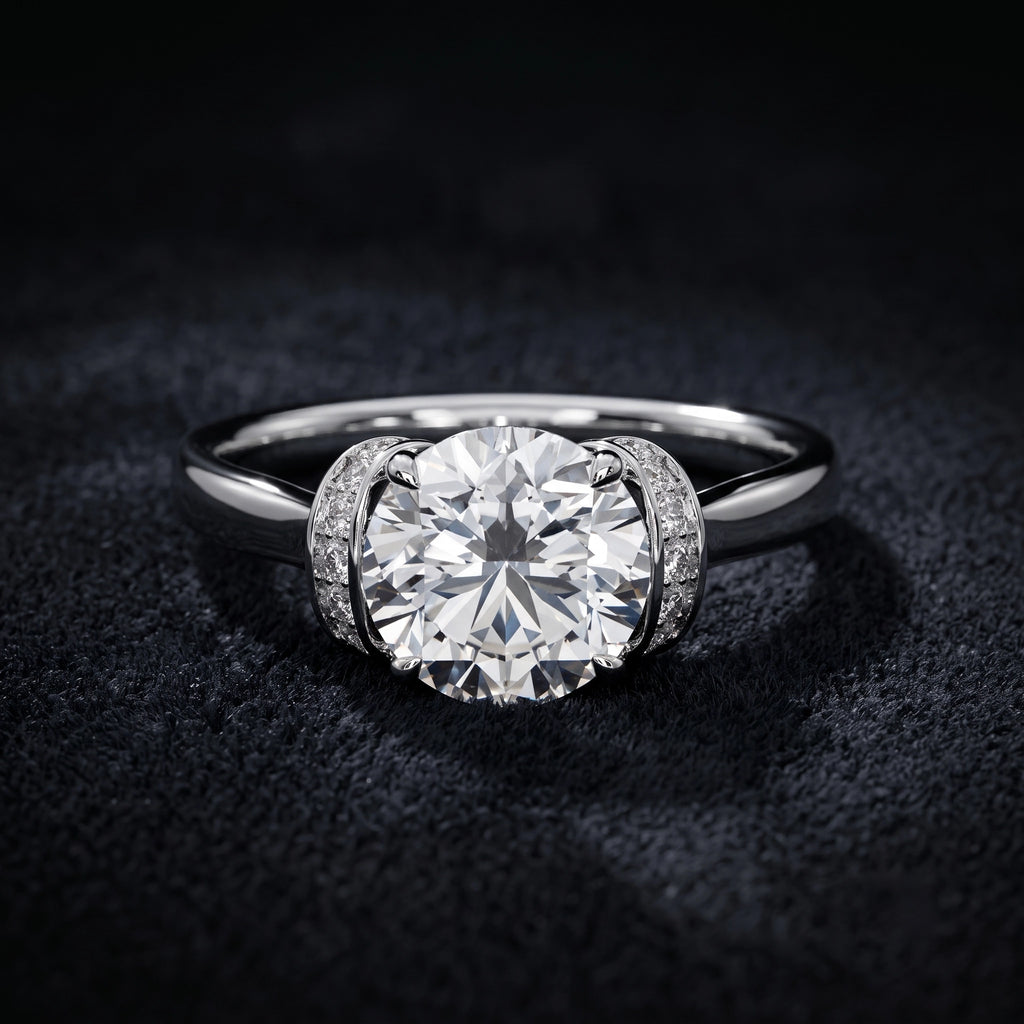 Cushion Cut Halo Solitaire Diamond Ring with Pavé Accents