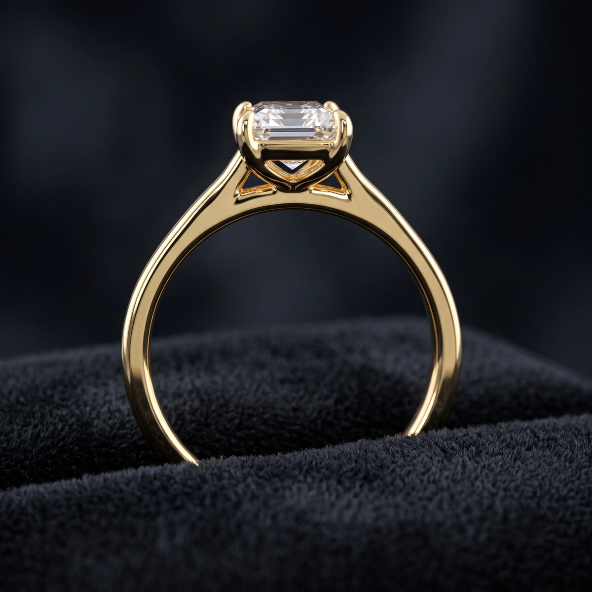 Emerald Cut Solitaire Diamond Ring with Classic Four-Prong Setting  Category: Solitaire