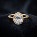 Oval Cut Halo Solitaire Diamond Ring with Pavé Halo Accents