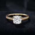 Cushion Cut Solitaire Diamond Ring with Pavé Diamond Band