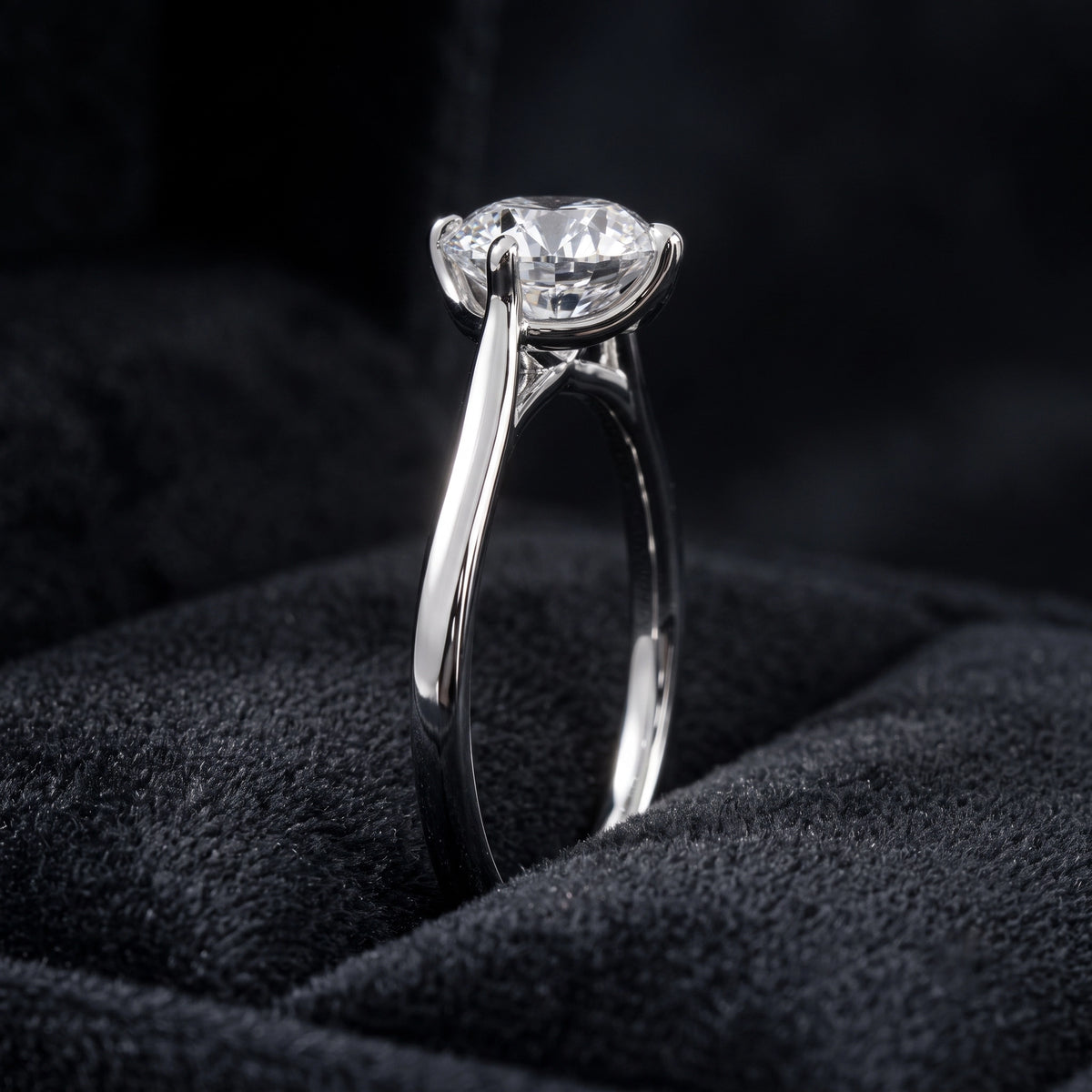 Classic Round Solitaire Diamond Ring with Sculpted Four-Prong Setting