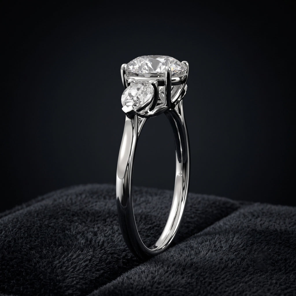Classic Three Stone Round Diamond Engagement Ring
