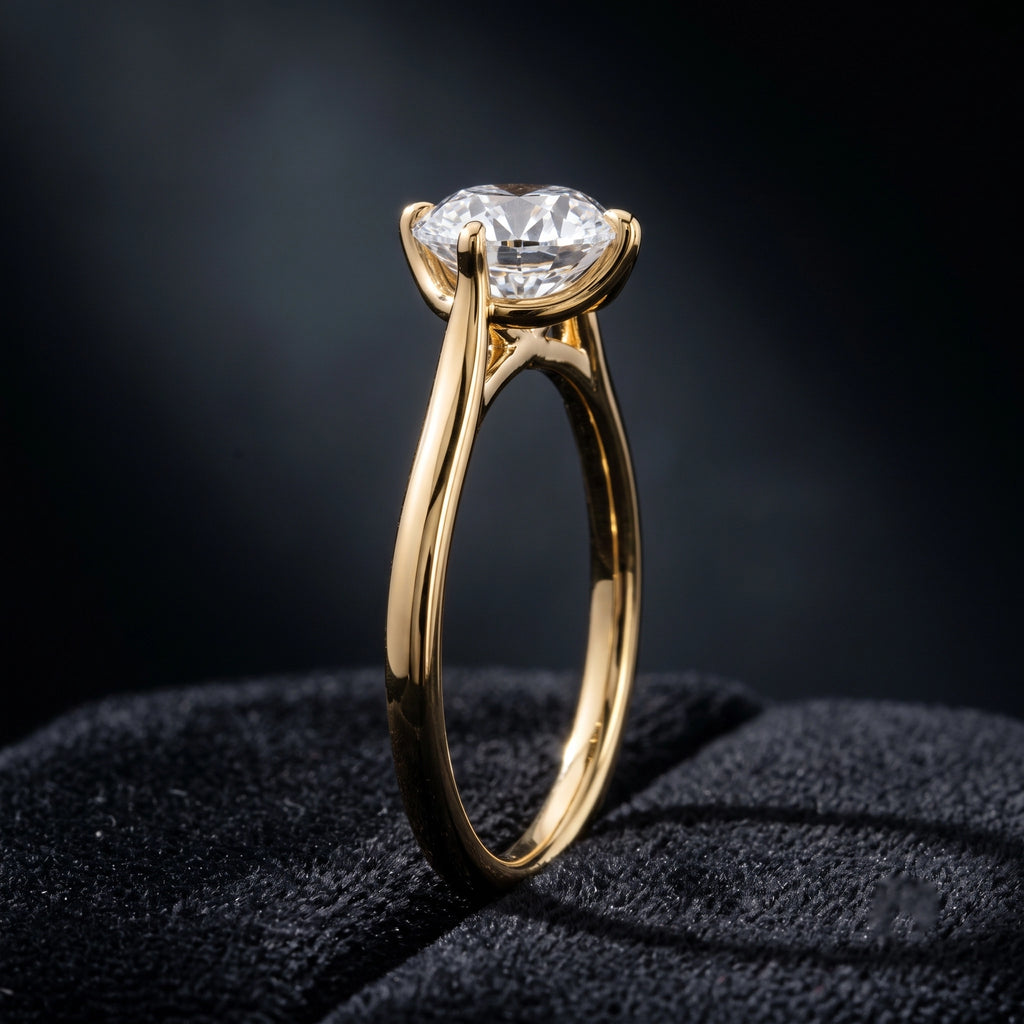 Classic Round Solitaire Diamond Ring with Sculpted Four-Prong Setting