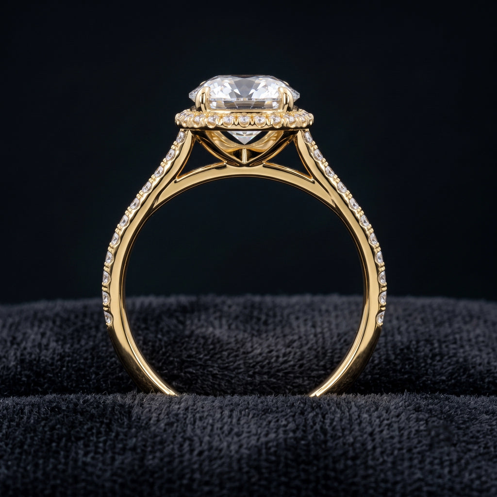 Cushion Cut Halo Solitaire Diamond Engagement Ring