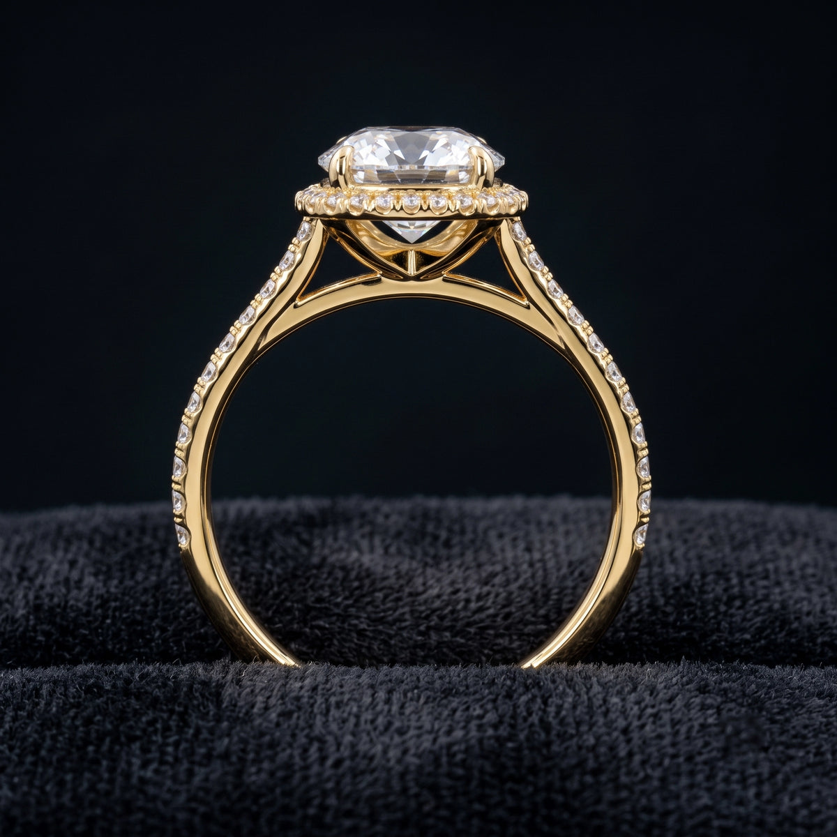 Cushion Cut Halo Solitaire Diamond Engagement Ring