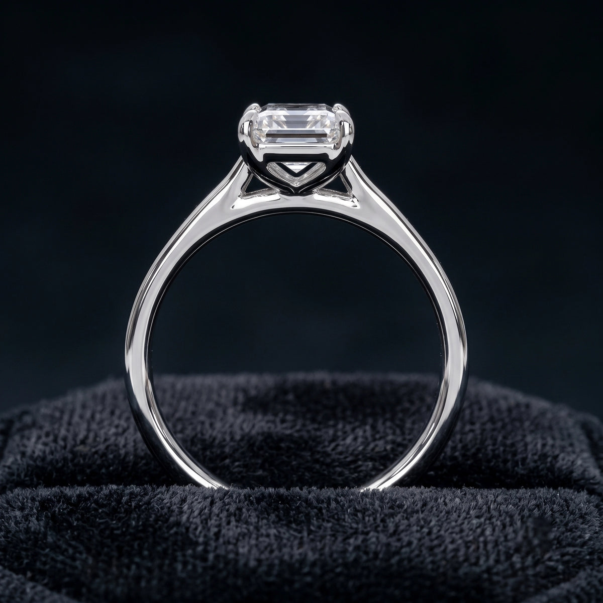Emerald Cut Solitaire Diamond Ring with Classic Four-Prong Setting  Category: Solitaire