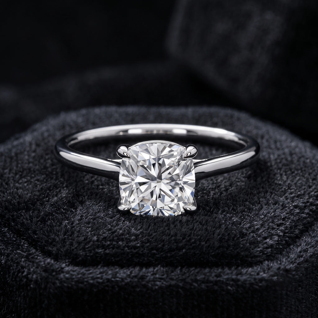 Radiant Cushion Cut Four-Prong Solitaire Engagement Ring
