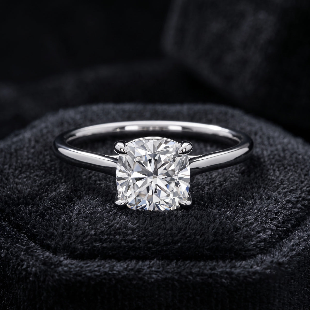 Radiant Cushion Cut Four-Prong Solitaire Engagement Ring