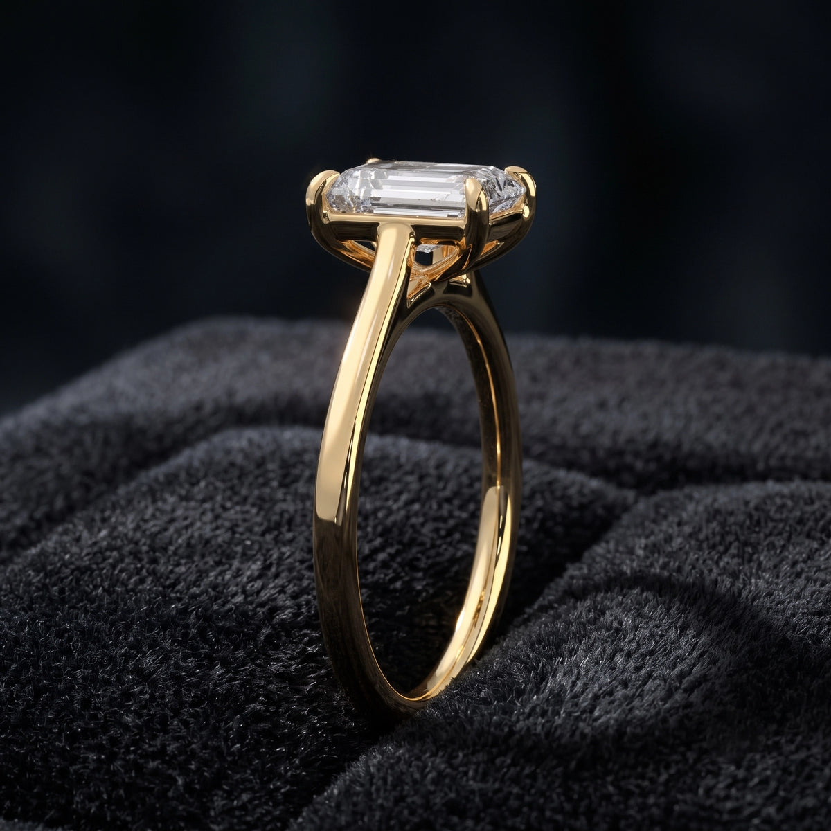 Emerald Cut Solitaire Diamond Ring with Classic Four-Prong Setting  Category: Solitaire