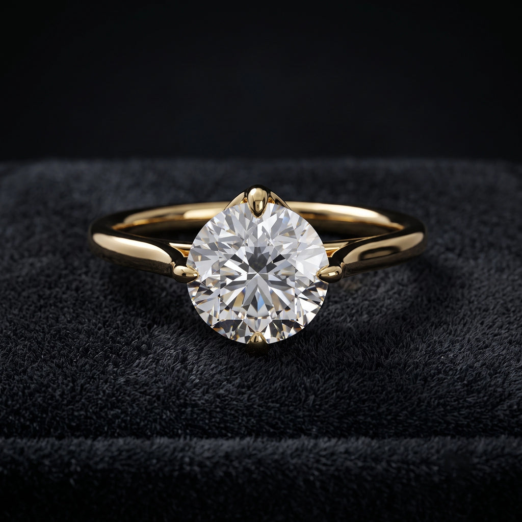 Classic Round Solitaire Diamond Ring with Sculpted Four-Prong Setting