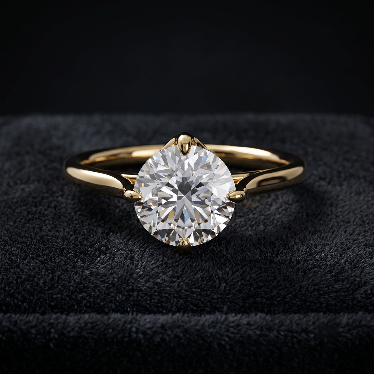 Classic Round Solitaire Diamond Ring with Sculpted Four-Prong Setting