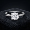 Elegant Round Cut Solitaire Diamond Engagement Ring with Pavé Band